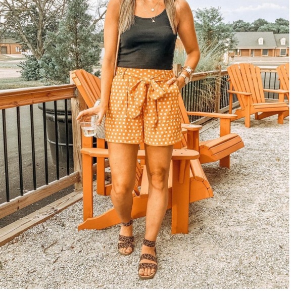 Mid Rise Tie Waist Shorts - Picture 1 of 8